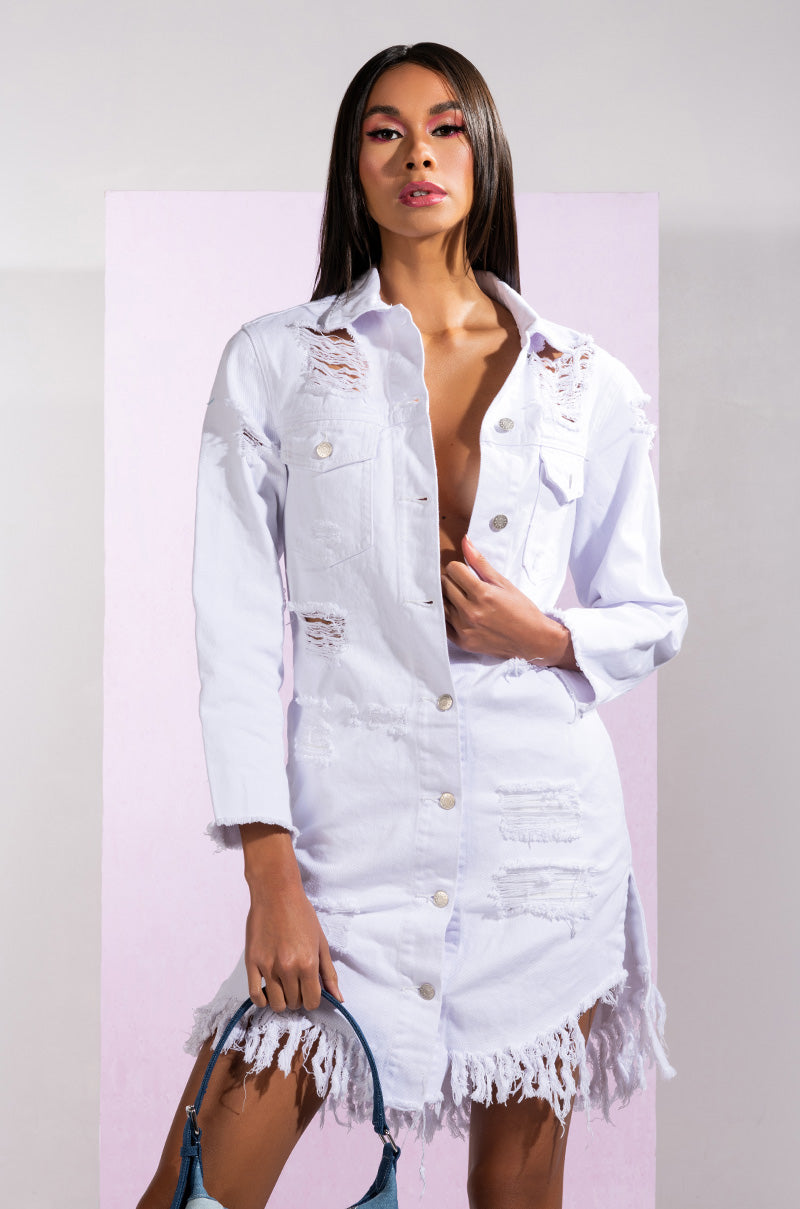 GOOD TO BE BAD DISTRESSED DENIM JACKET