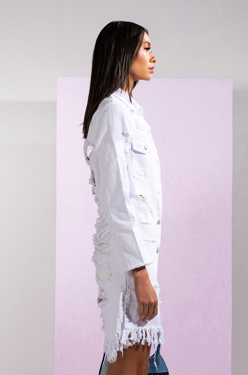 GOOD TO BE BAD DISTRESSED DENIM JACKET