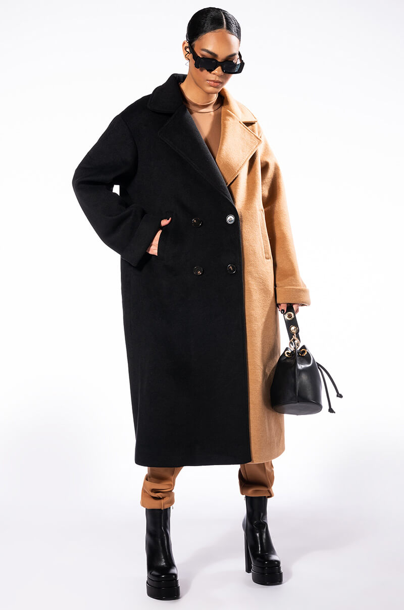 HALF HALF WOOL LIKE TRENCH