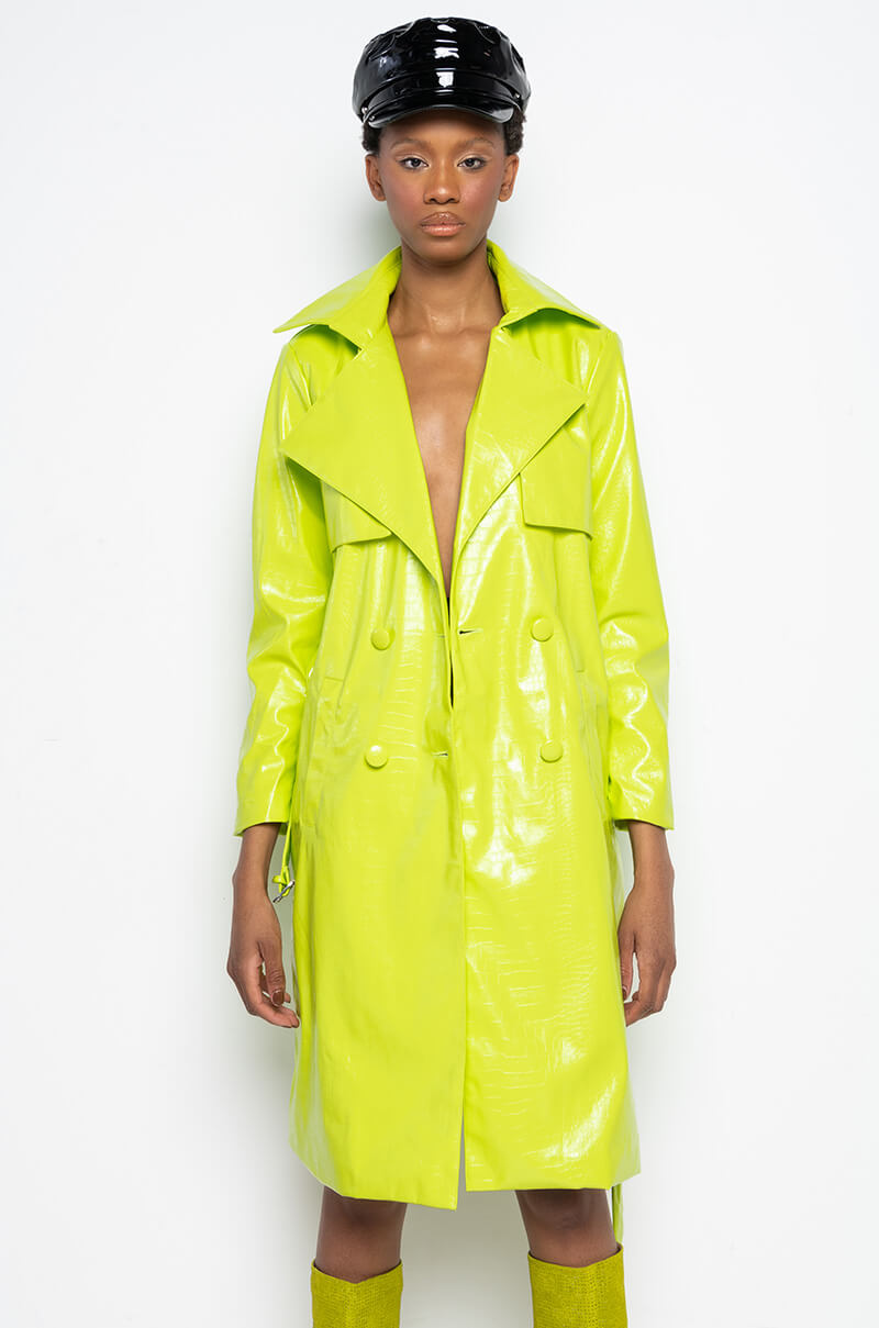 HEARTS ON FIRE NEON CROC TRENCH JACKET