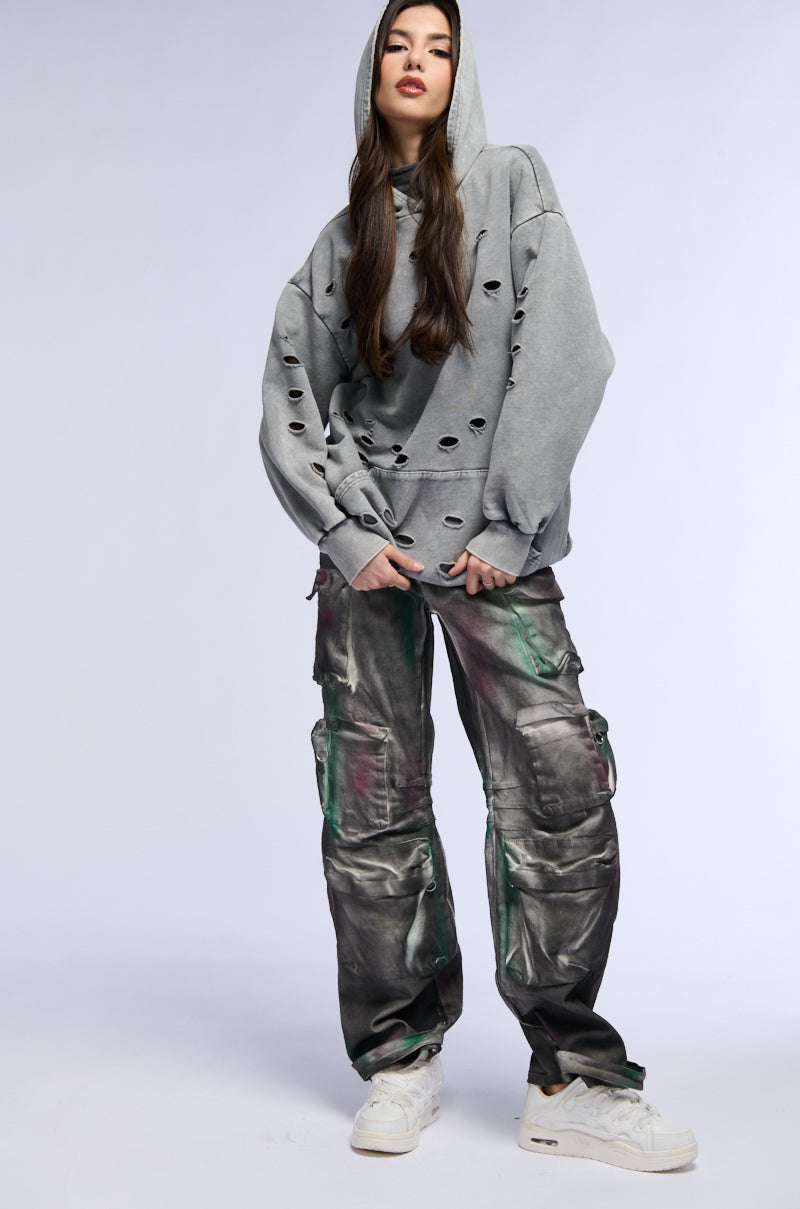 HOLY MOLY DISTRESSED SWEATSHIRT DRESS