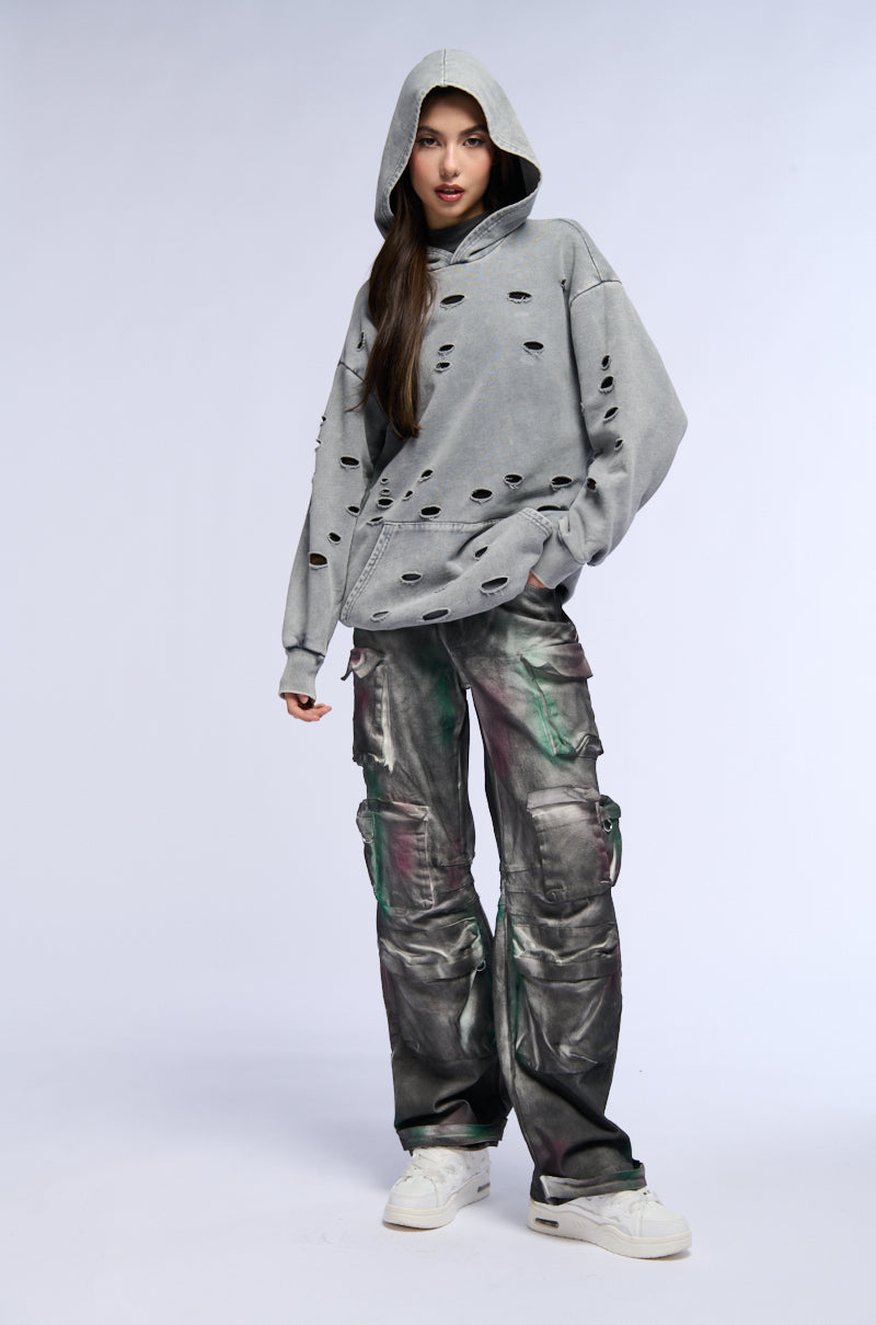 HOLY MOLY DISTRESSED SWEATSHIRT DRESS