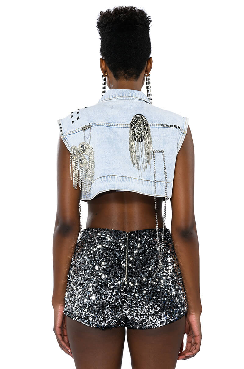 HOUDINI EMBELLISHED DENIM VEST