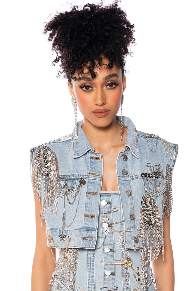 HOUDINI EMBELLISHED DENIM VEST