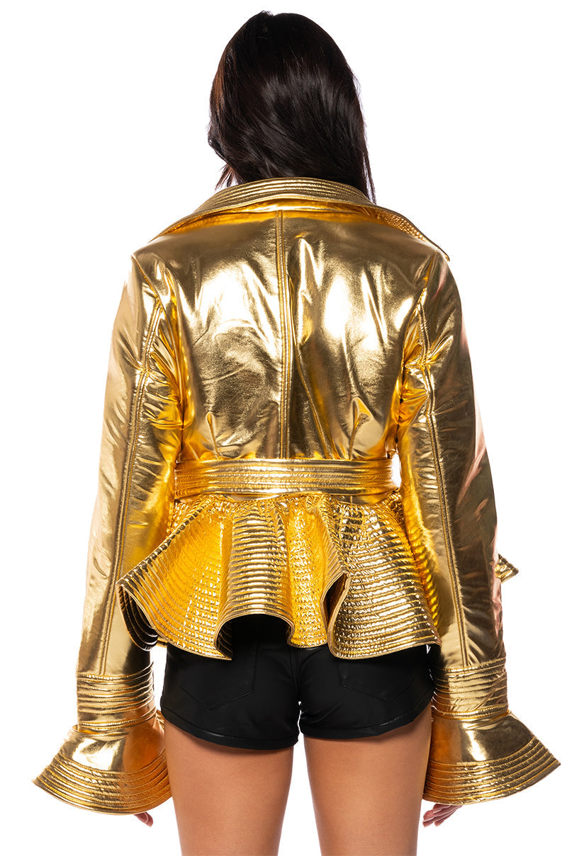 I GET IT HOW I LIVE IT METALLIC MOTO PUFFER