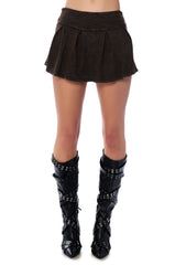 KAYLANI PLEATED MINI SKIRT IN CHARCOAL GREY