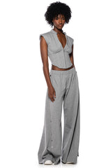 LONDYN SLEEVELESS ZIP UP CORSET SWEATSHIRT IN GREY