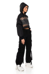 MIDNIGHT CALLS CROPPED LONG SLEEVE HOODIE