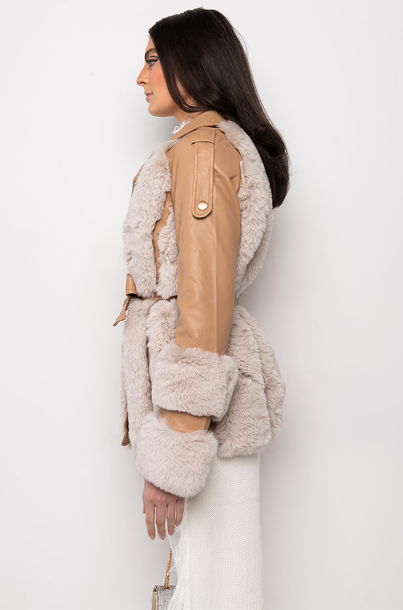 NATTY VICE FAUX FUR MOTO JACKET