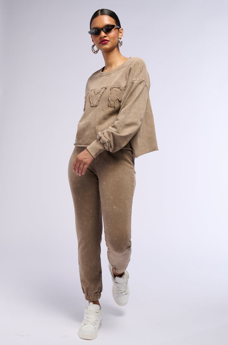 NEVER MIND BABE CROPPED MINERAL WASH SWEATSHIRT